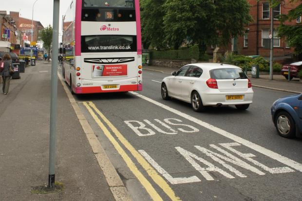 Lisburn Road bus lane solid white line