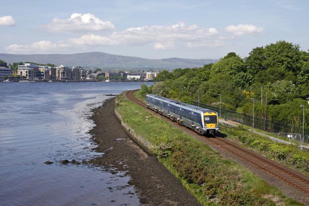 Northern Ireland Railways train at River Foyle, Londonderry