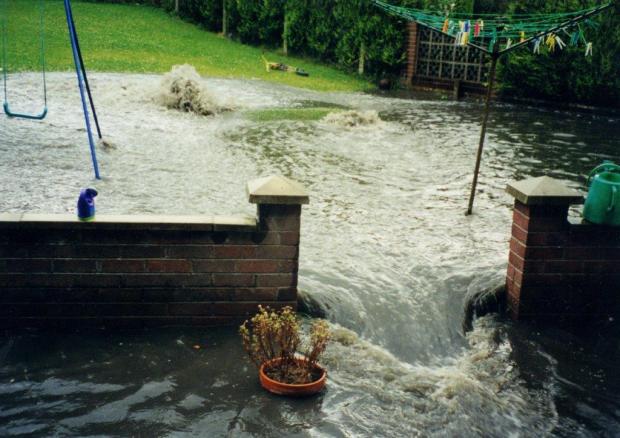 Image of a flooded garden for Living with Water Programme