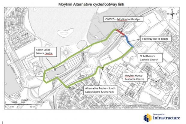 Map for PR - Removal of Moylinn East footbridge, Craigavon 