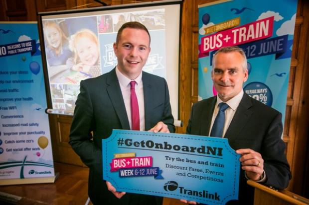 Infrastructure Minister Chris Hazzard and Chris Conway, Group Chief Executive, Translink 