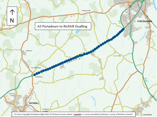 Portadown to Richhill Dualling - Map