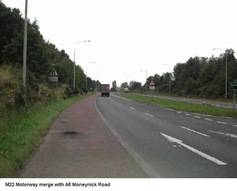 M22 Motorway merge with A6 Moneynick Road