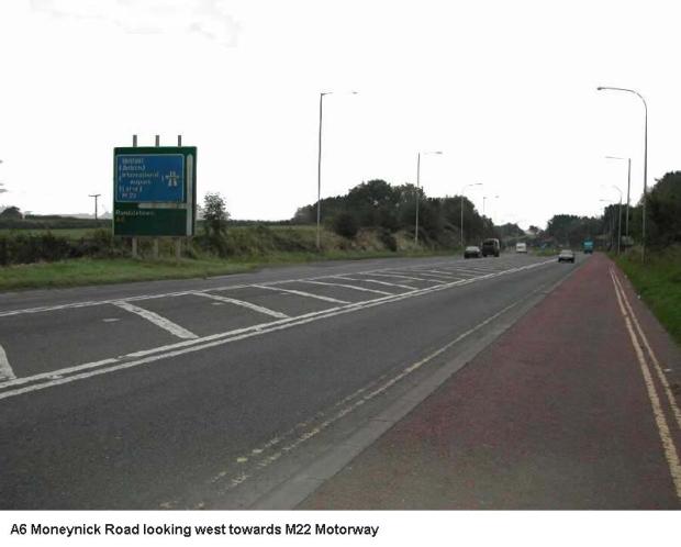 A6 Moneynick Road looking west towards M22 Motorway