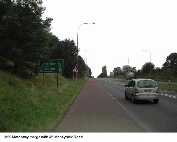M22 Motorway merge with A6 Moneynick Road
