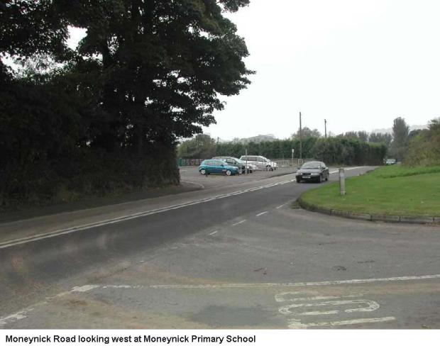 A6 Moneynick Road looking West at Monenick Primary School