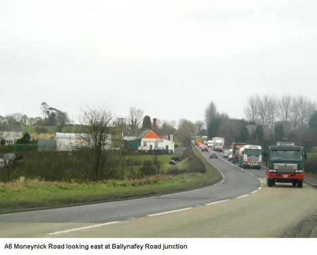 A6 Moneynick Road looking east at Ballynafey Road Junction